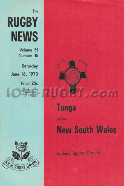 1973 New South Wales v Tonga  Rugby Programme